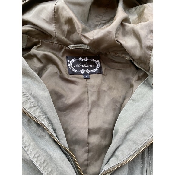 Vintage Ambiance Y2K Womens Size M Hooded Army Green Cotton Utility Jacket Adjus - Picture 5 of 10